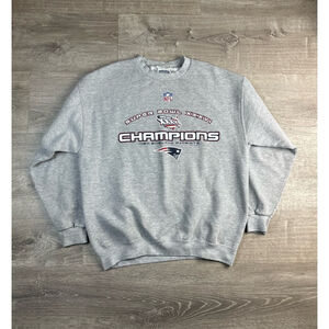 Vintage NE Patriots Crewneck Large Gray
